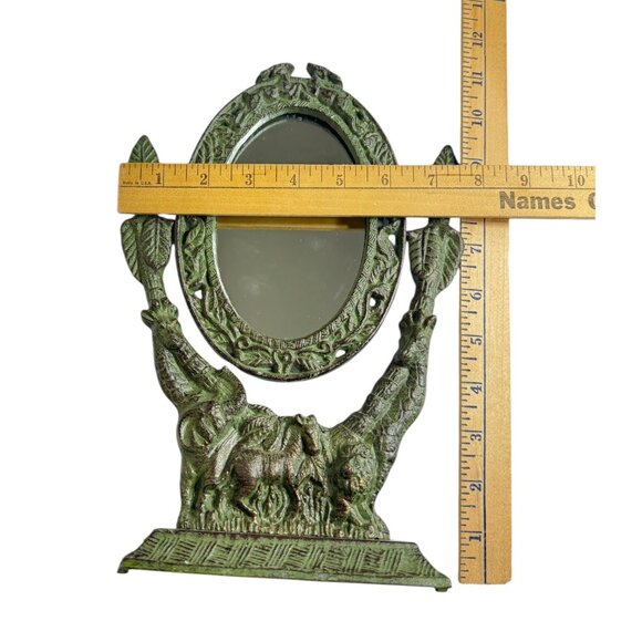 Antique Art Nouveau Safari-Themed Oval Vanity Mirror With Zebra & Giraffe Motif - Picture 4 of 9